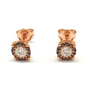 Orecchini donna oro rosa e zirconi neri