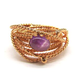 Anello Glitter in argento con fili rosa e ametista