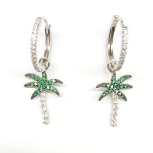 Orecchini in argento bianco con palme