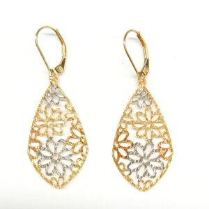 Orecchini in oro giallo con fiori