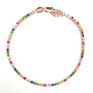 Bracciale tennis in argento multicolor