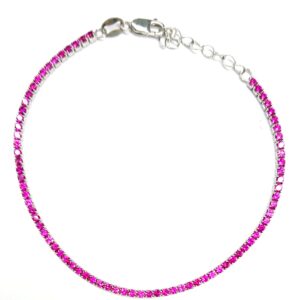 Bracciale tennis in argento fucsia