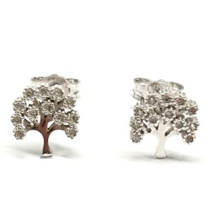 Orecchini in oro bianco albero della vita