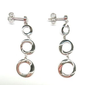 Orecchini in oro bianco 18 kt con tre cerchi