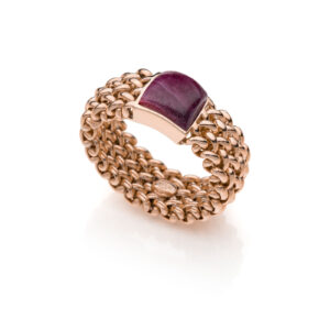 Anello Unoaerre in argento dorato rosa con Rubino Chicco