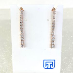 Orecchini tennis in argento rosè con zirconi bianchi