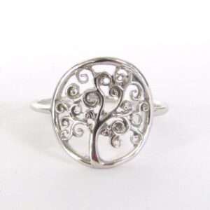 Anello in oro bianco con albero della vita
