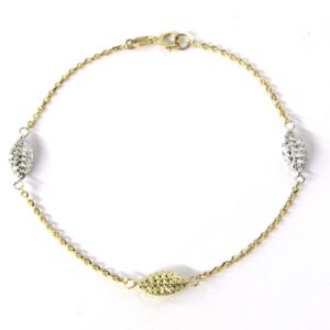 Bracciale donna in oro giallo e bianco con pepite