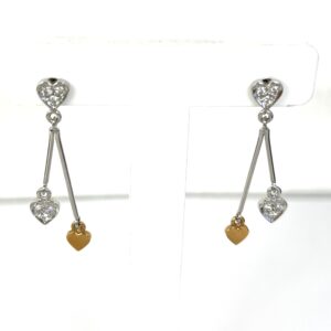 Orecchini in oro e brillanti pendenti con cuori