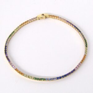 Bracciale tennis donna oro rosa 18kt e zirconi multicolor