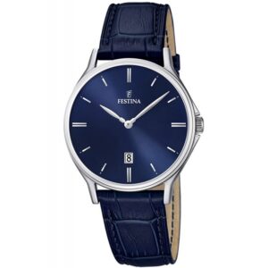 Orologio Festina Blu Datario Cinturino Pelle Blu Uomo F16745/3